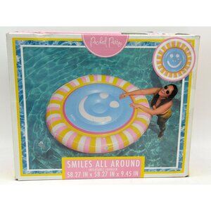 Smiles All Around Inflatable Lounger 58.27" x 58.27" x 9.45" By Packed Party